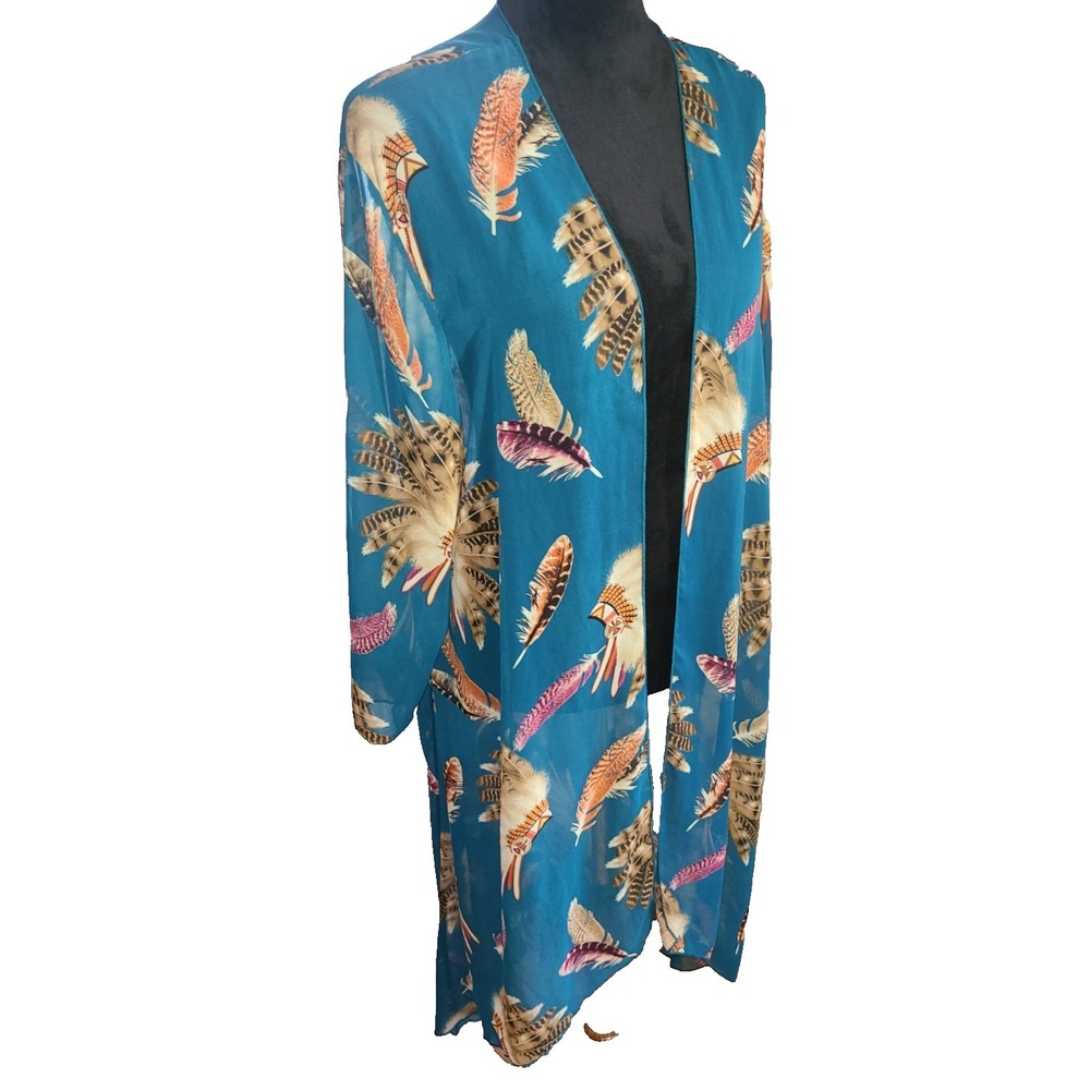 Meghan Fabulous Los Angeles Lilypad Western long kimono open front Cowgirl Sz 2X